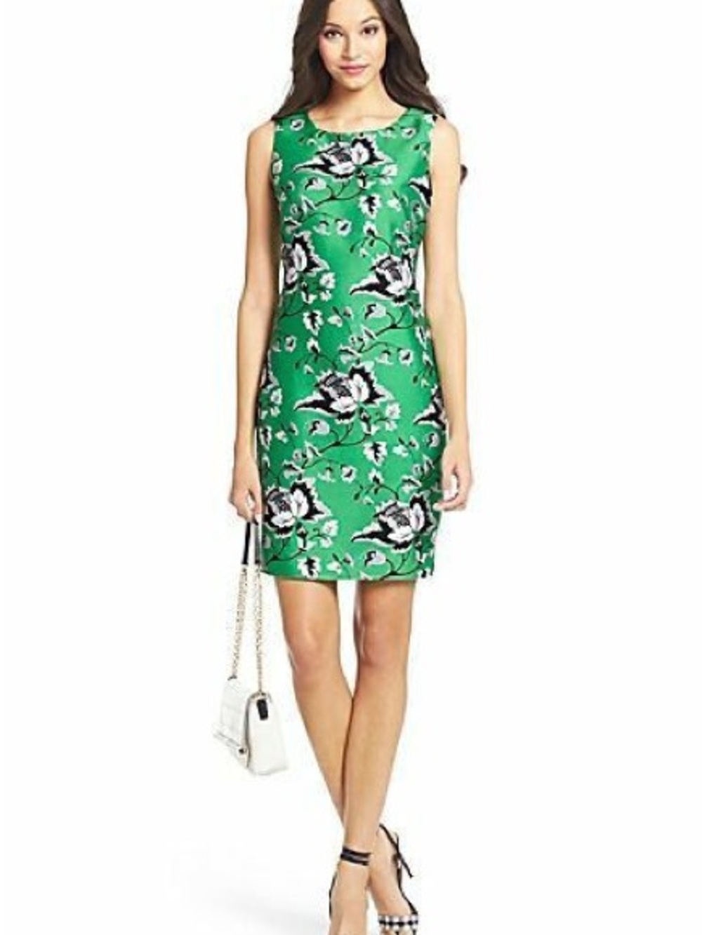 TitleDiane von Furstenberg "Sofia" Green Floral‎ Wool-Silk Sheath Dress